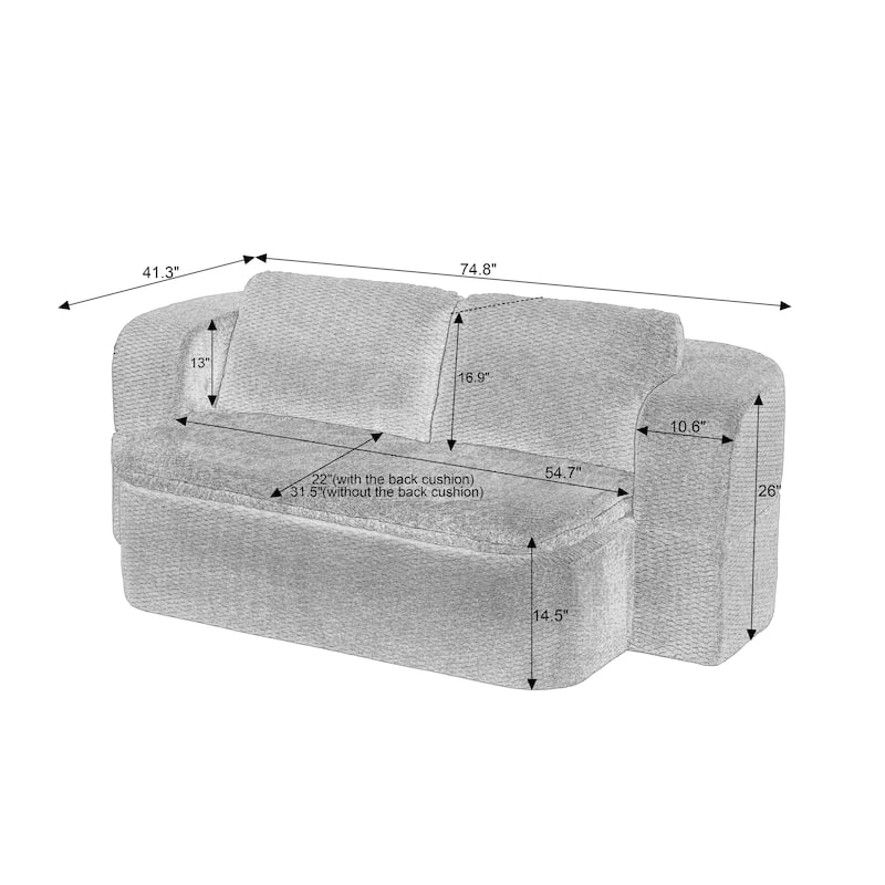 Convertible Sleeper Sofa, Modern Folding Futon Floor Foam Compression Sofa Bed Couch for Living Room, Bedroom