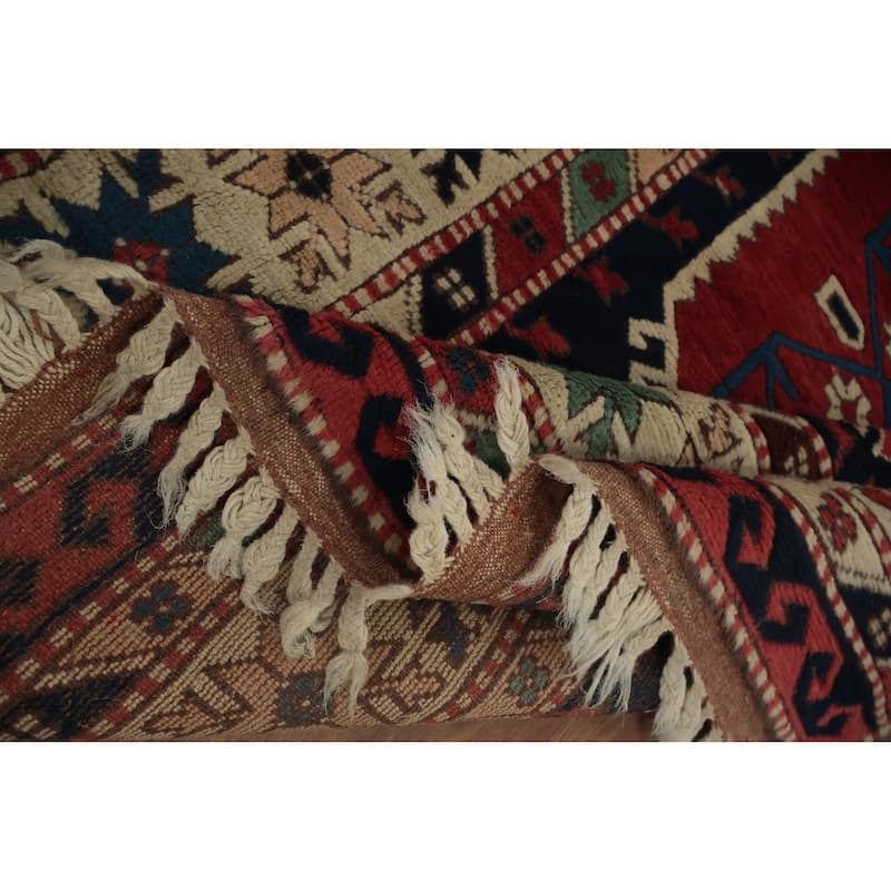 Hand Knotted Oriental 100% Wool Carpet Transitional Geometric Red Anatolian Area Rug - 5' 4'' X 3' 10''