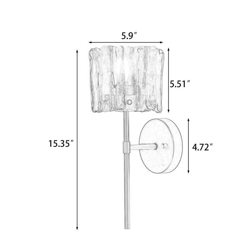 1-Light Modern Wall Sconce with Textured Glass Bathroom Vanity Light