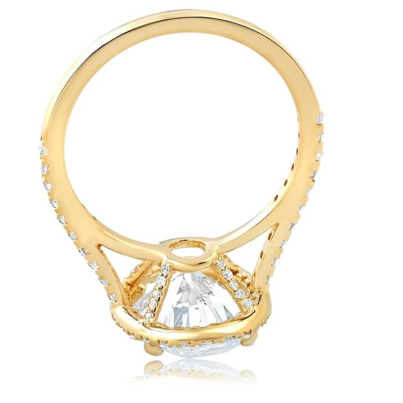 3 1/2Ct Oval Moissanite & Diamond Halo Engagement Ring 14k Yellow Gold