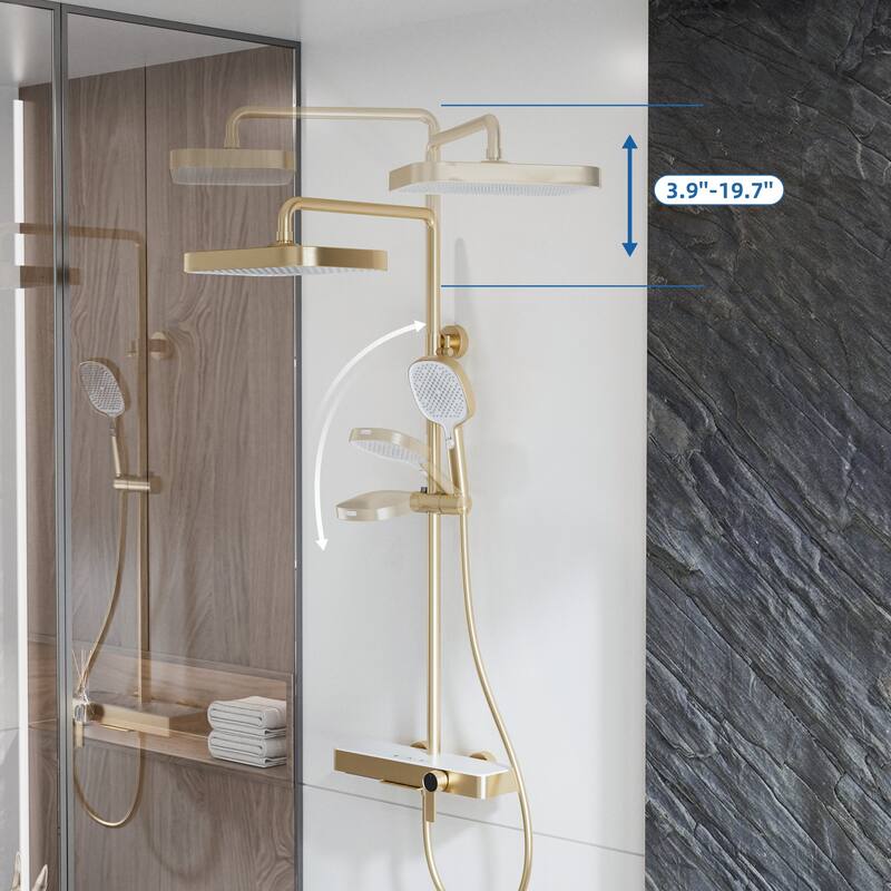 Modland Wall Mount 3-Function Shower System with Waterfall Tub Spout Adjustable Slide Bar,Handheld Shower