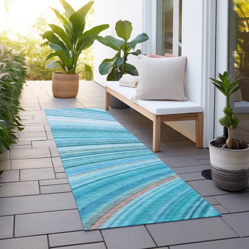 Machine Washable Indoor/ Outdoor Chantille Modern Burst Rug