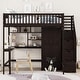 preview thumbnail 2 of 7, Black Full Solid Wood Loft Bed with Bookshelf