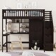 preview thumbnail 20 of 25, Full Size Loft Bed with Bookshelf, Drawers, Desk, Wardrobe & Storage Staircase, Full Length Guardrail
