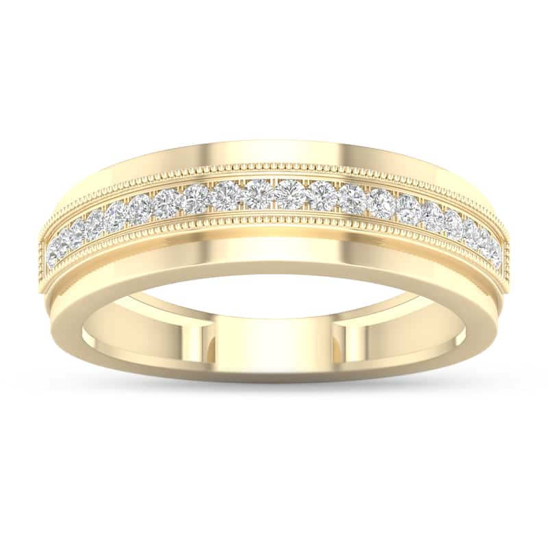 1/4ct TDW Diamond Accented Wedding Band in 10K Yellow Gold for Men