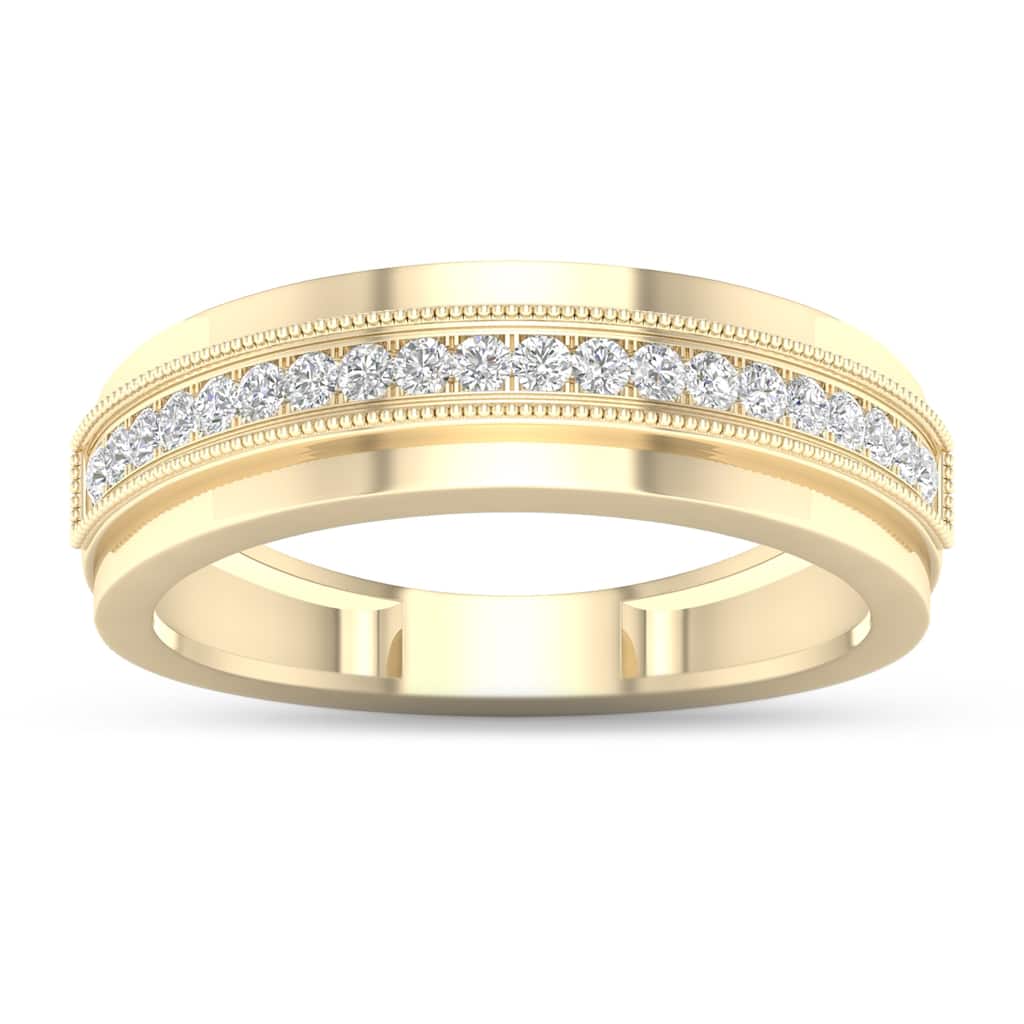 1/4ct TDW Diamond Accented Wedding Band in 10K Yellow Gold for Men