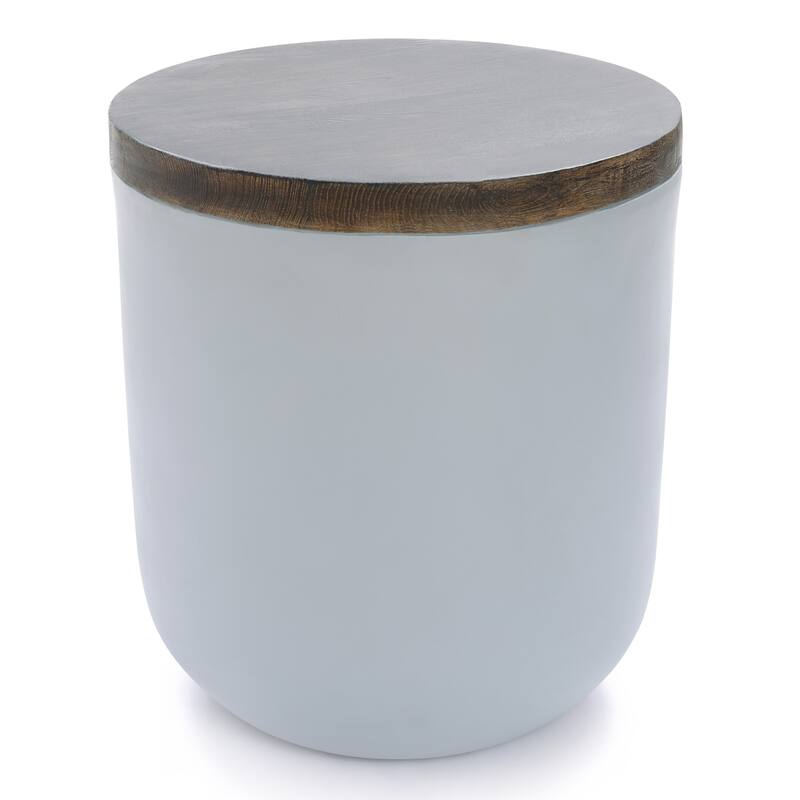 Grey and Brown MgO Round Side Table, Indoors and Outdoors