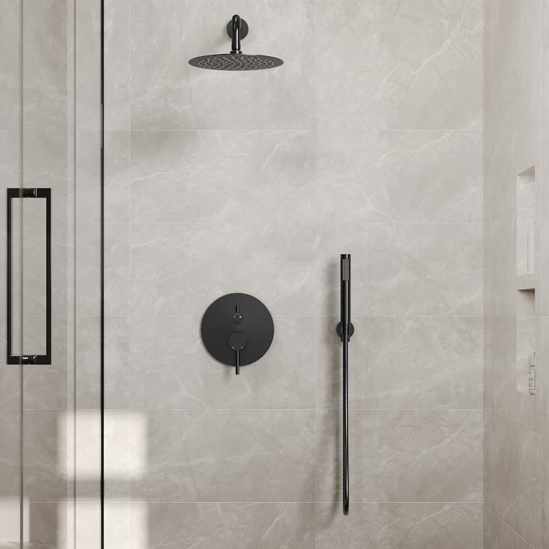 Pressure Balance Shower System with 10" Rainfall Shower Faucet and Handheld Shower Spray