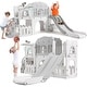 preview thumbnail 10 of 31, 8-in-1 Toddler Indoor Playground with Slide Baby Slide Playset for Toddlers Ages 1-3 Outdoor Play Grey - 64.96x59.06x39.37in