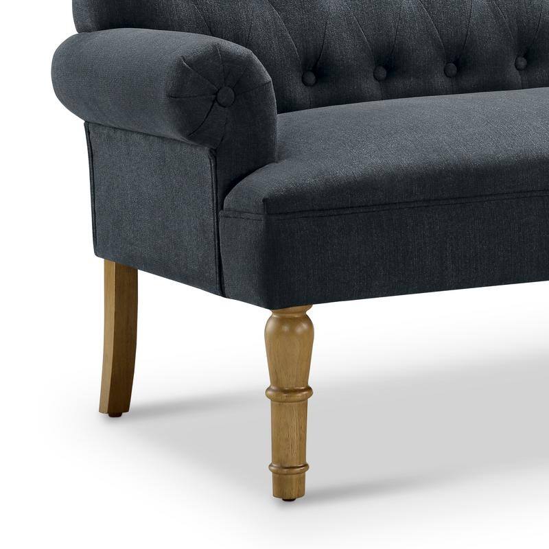 Moser Bay Arete Upholstered Tufted Settee Chesterfield Style Loveseat, Velvet or Linen