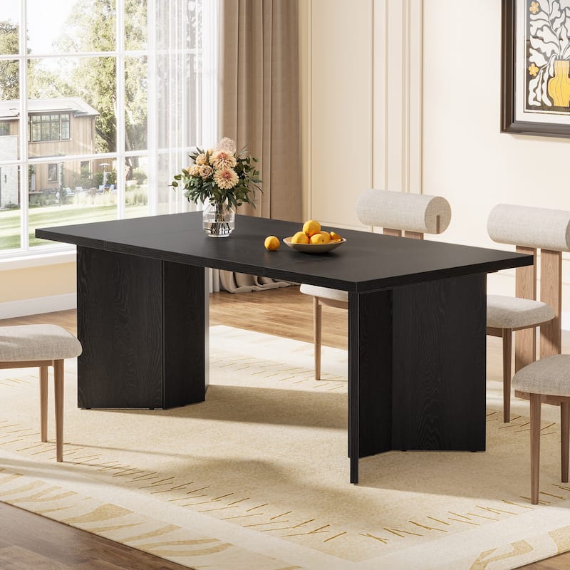 63" Dining Table for 4-6, Modern Wooden Dinner Table for Kitchen - Black