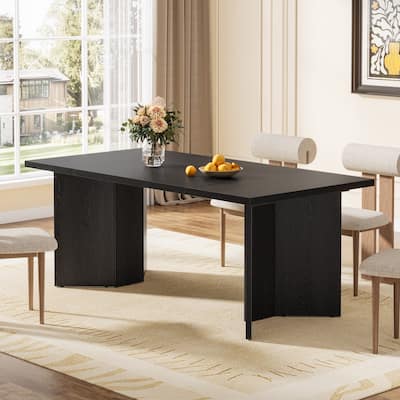63" Dining Table for 4-6, Modern Wooden Dinner Table for Kitchen