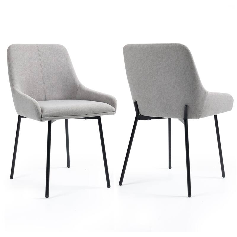 Set of 2 Banner Gray Fabric Dining Chair with Iron Legs