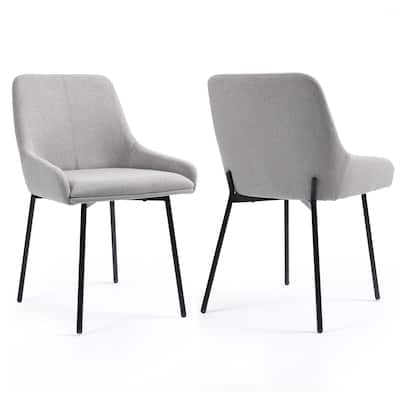 Set of 2 Banner Gray Fabric Dining Chair with Iron Legs