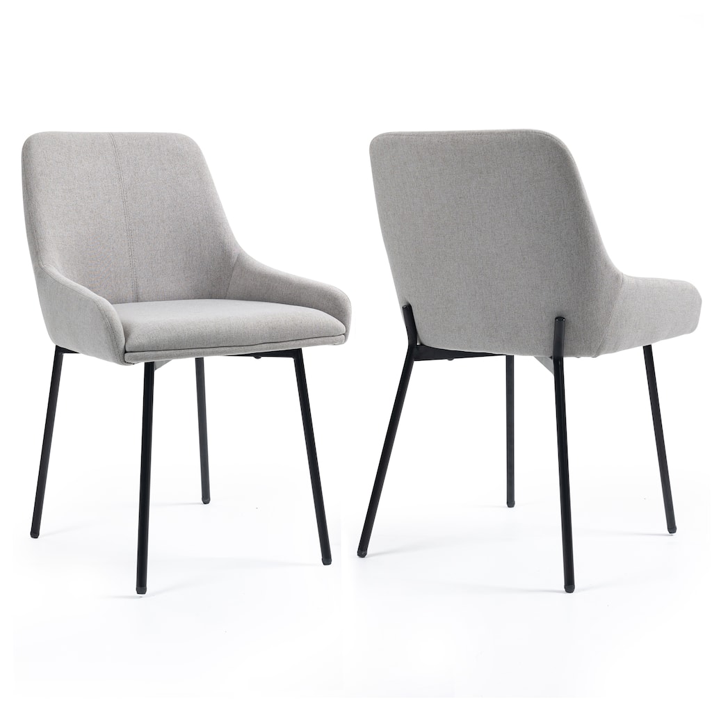 Set of 2 Banner Gray Fabric Dining Chair with Iron Legs