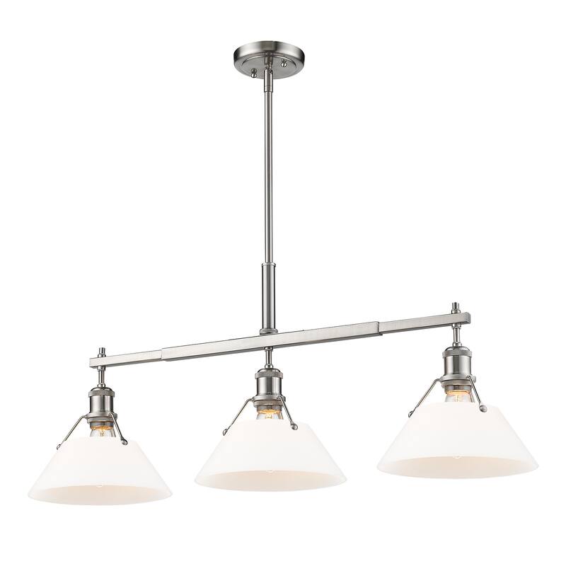 Orwell 3-Light Linear Pendant in Pewter with Opal Glass - Silver