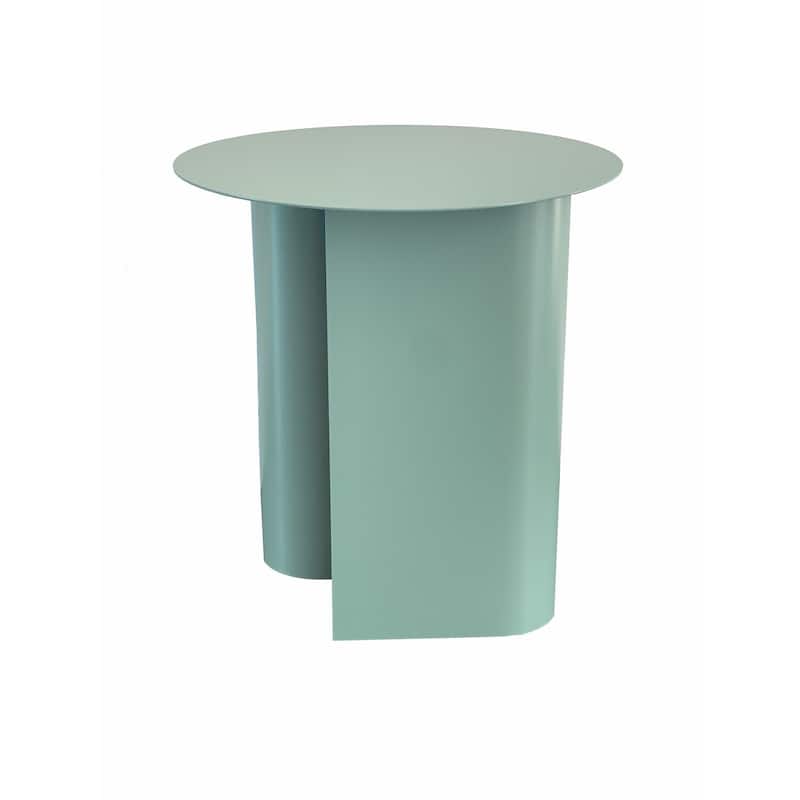 18 in. Green Round Metal End Table, Sturdy Build End Side Table for Living Rooms