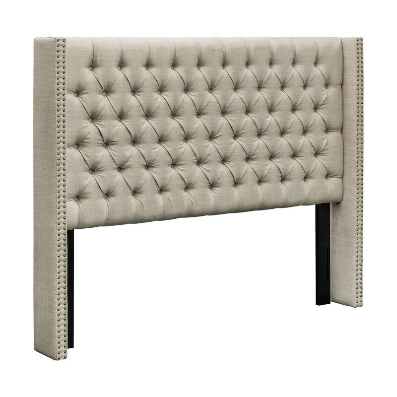 Madison Park Baldwin Upholstered Wingback Headboard with Button Tufting & Nailhead Trim