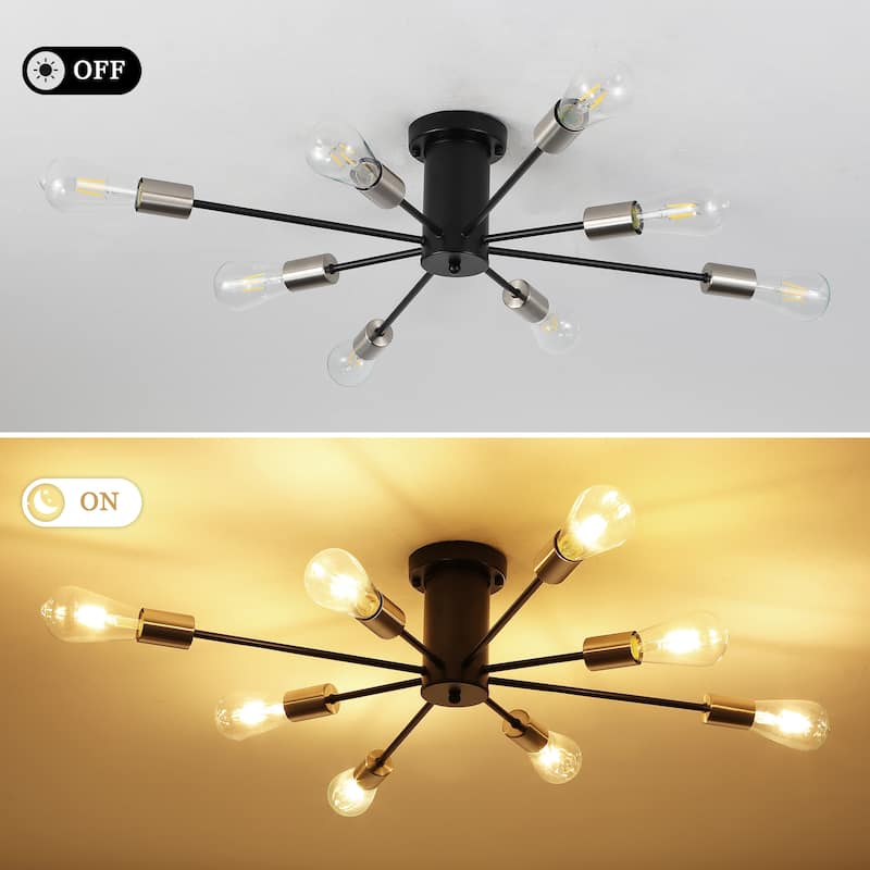 8-Light Modern Semi Flush Mount Lights for Kitchen Study Living Room