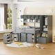 preview thumbnail 14 of 54, Wooden Low Loft Bed Frame with Desk, Wardrobe & Big Storage Gray - Full