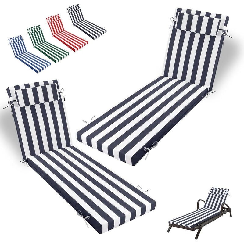 Outdoor Chaise Lounge Cushion, Thicken Waterproof Replacement Back Chaise Cushions for Pool, Sand Beach