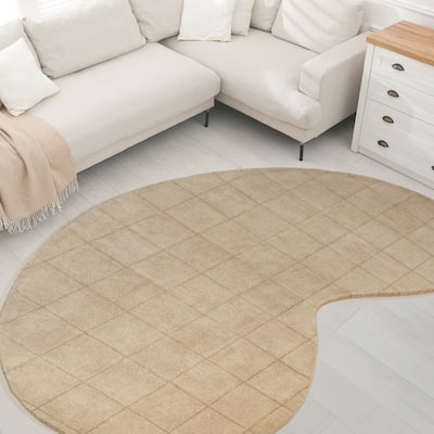 JONATHAN Y Alhambra Modern Plaid Grid Handwoven Wool Beige/Light Brown Area Rug