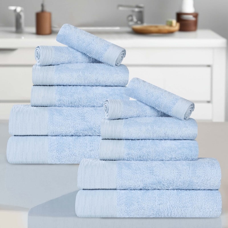 Superior Sierra Rayon From Bamboo Cotton Blend 12 Piece Bathroom Towel Set