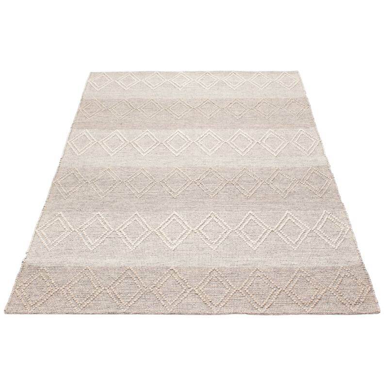 ECARPETGALLERY Braid weave Sienna Grey Wool Rug - 6'1 x 8'10