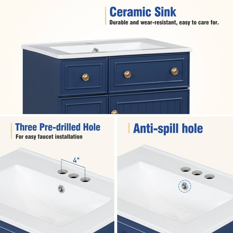 MEDUNJESS 24'' Bathroom Vanity with Ceramic Sink, Bathroom Storage Cabinet