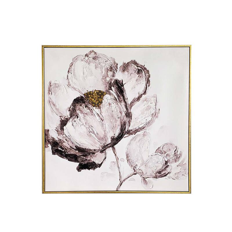 Sparkles Home Black & White Flowers Rhinestone Wall Art - 24x24"