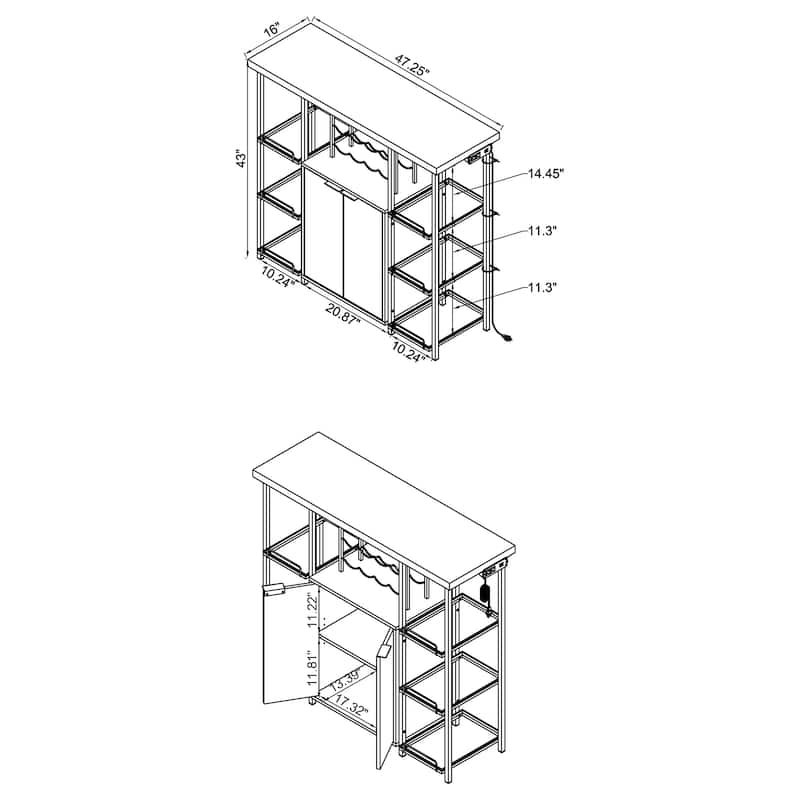 Gallimore White High Gloss 2-door Bar Cabinet Wine Storage