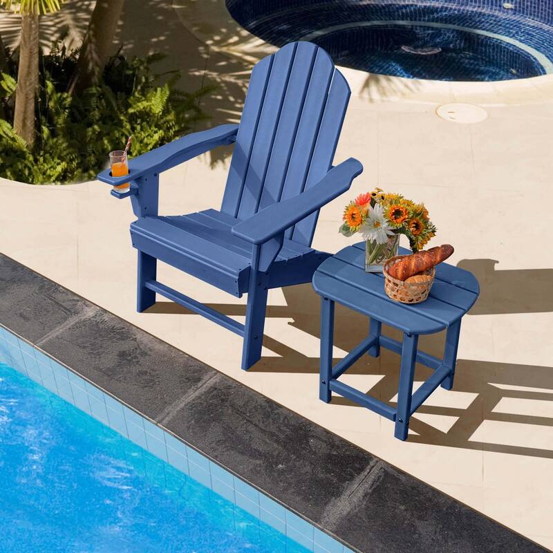 Costway 2 PCS Patio Adirondack Chair Side Table HDPE Weather Resistant - Navy