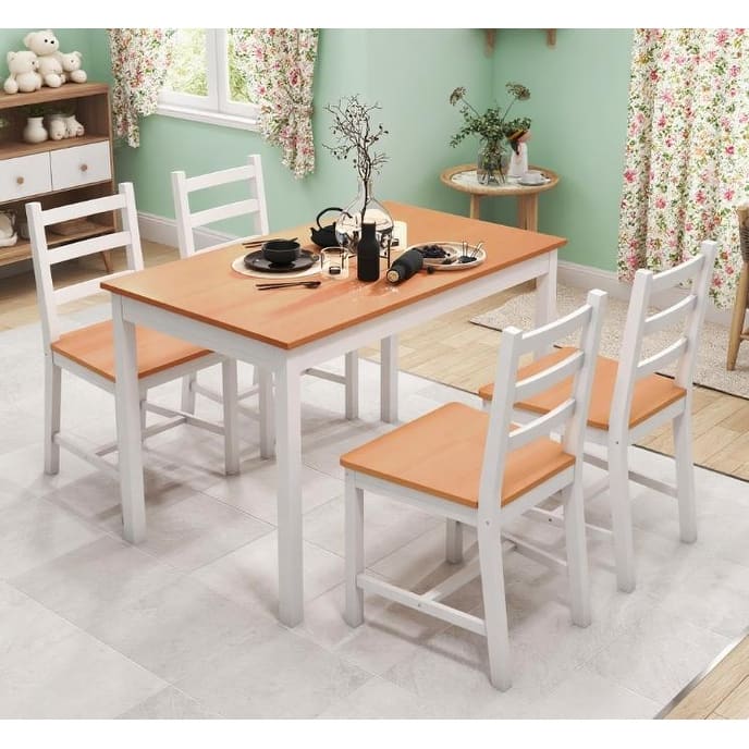 Dining Table Set Modern Kitchen Table and Chairs, Solid Wood Dining Room Set(Table + 4 Chairs)