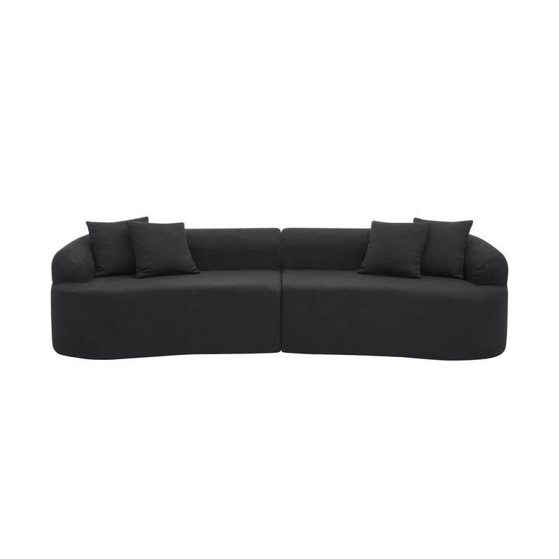Lamb Wool Fabric Curved Sectional Sofa Modular Compressed Couch