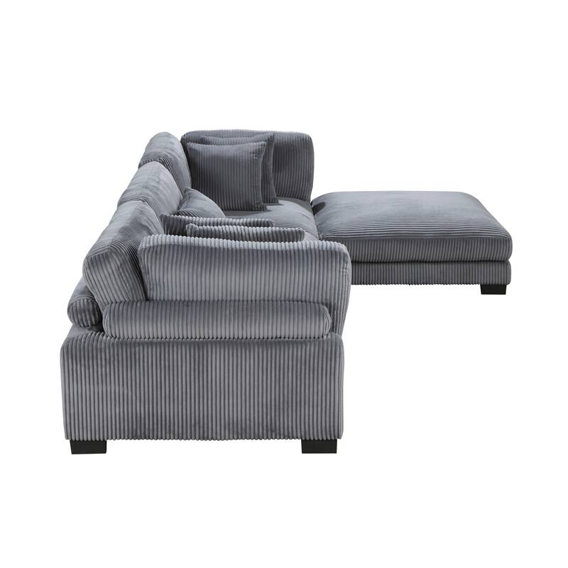 Braidy Corduroy 4-Piece Modular Sectional with Ottoman