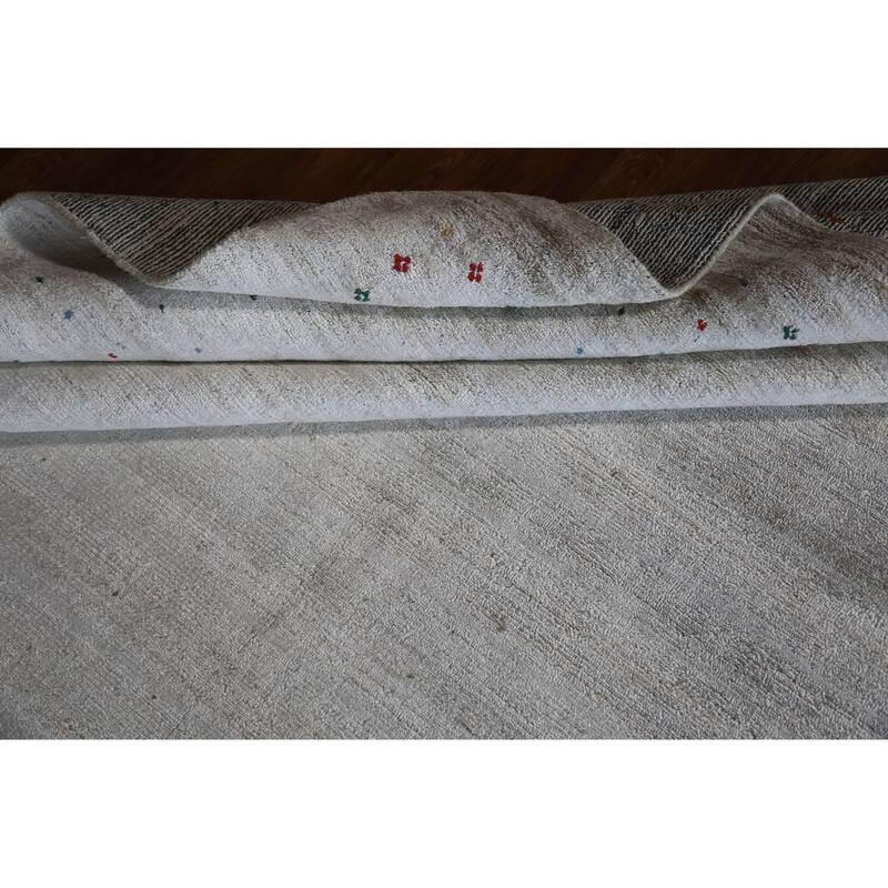 Hand Knotted Oriental 100% Wool Carpet Tribal Tribal Beige & Ivories Gabbeh Area Rug - 12' 2'' X 9' 4''