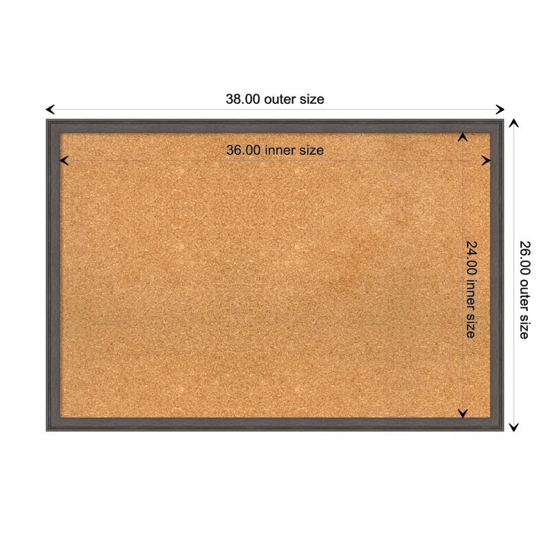 Florence Framed Natural Corkboard Bulletin Board - Florence Pewter - Board Size 36x24