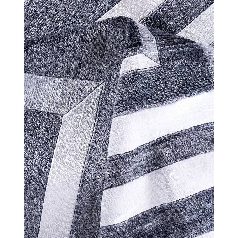 Modern One-of-a-Kind Hand-Knotted Area Rug - Ivory, 8' 2" x 10' 0" - 8' 2" x 10' 0"