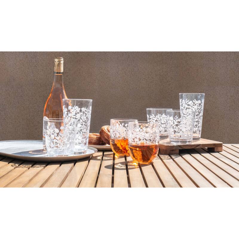 Abode Homewares Vines Acrylic Etch Stemless Wine Glass - Clear - 14.6 oz - Set of 6