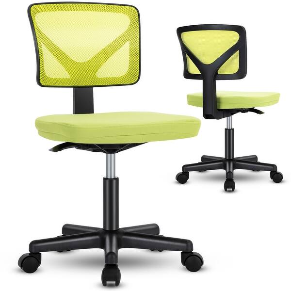 slide 2 of 36, Armless Home Office Chair, Ergonomic Low-Back Mesh Rolling Work Swivel Chairs, Adjustable Task Chair with Lumbar Support - N/A Green