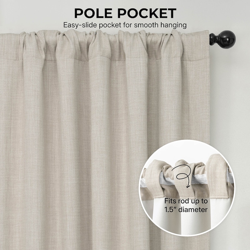 Exclusive Fabrics Faux Textured Faux Linen Room Darkening Curtains for Bedroom & Living Room Curtains (1 Panel)