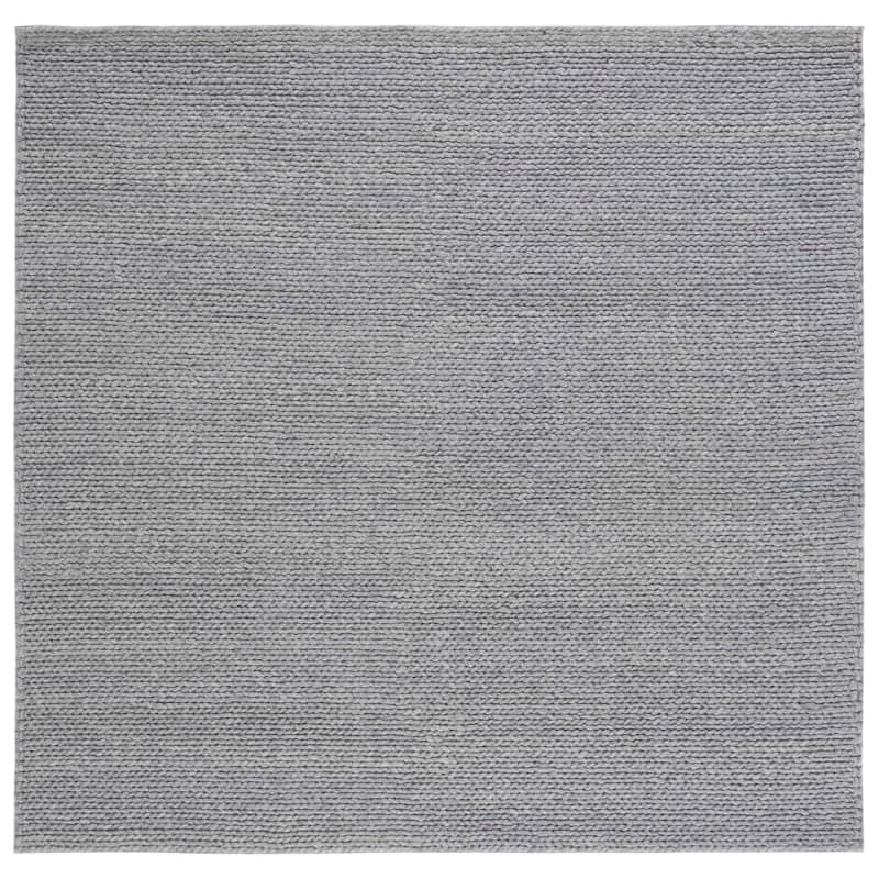 SAFAVIEH Handmade Natura Nhuan Geometric Wool Rug - 6' Square - Steel