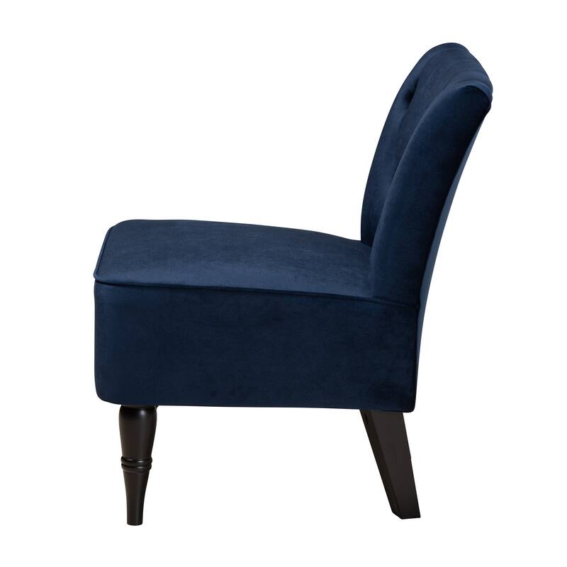 Harmon Contemporary Velvet Fabric and Black Finished Accent Chair