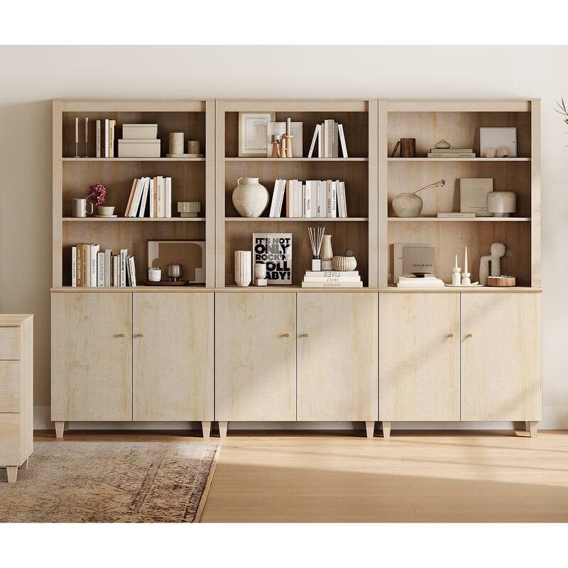 Modern 71" Tall Bookcase with Shelves & Storage Cabinet for Home Office