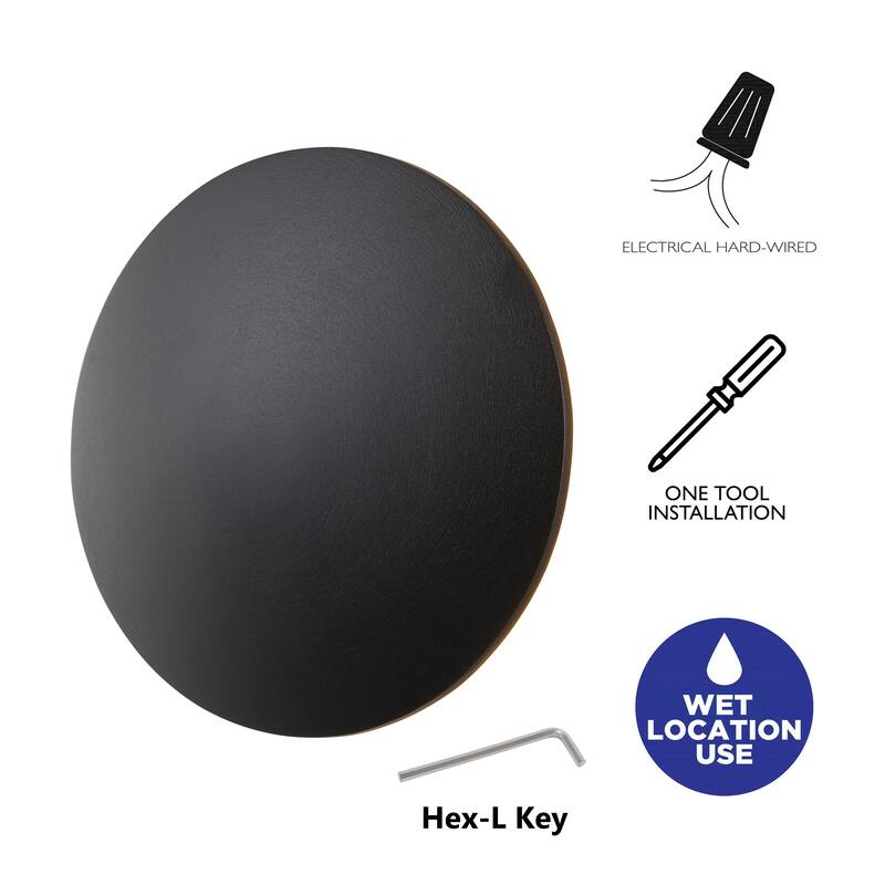 C Cattleya 2-pack Matte Black Aluminum Round Disc LED Indoor Outdoor Wall Sconce