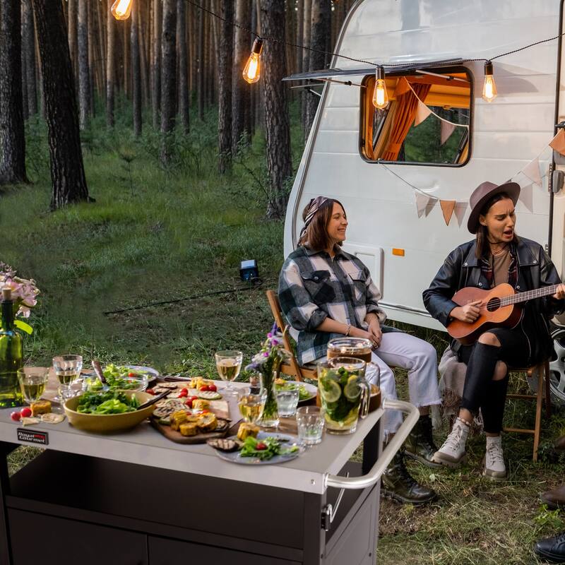 Royal Gourmet Movable Kitchen Cart Grill Prep Table with Storage