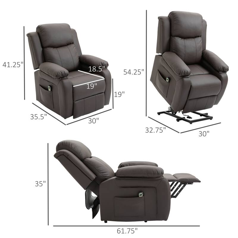 HOMCOM Living Room Power Lift Chair, PU Leather Electric Recliner Sofa Chair for Elderly with Remote Control