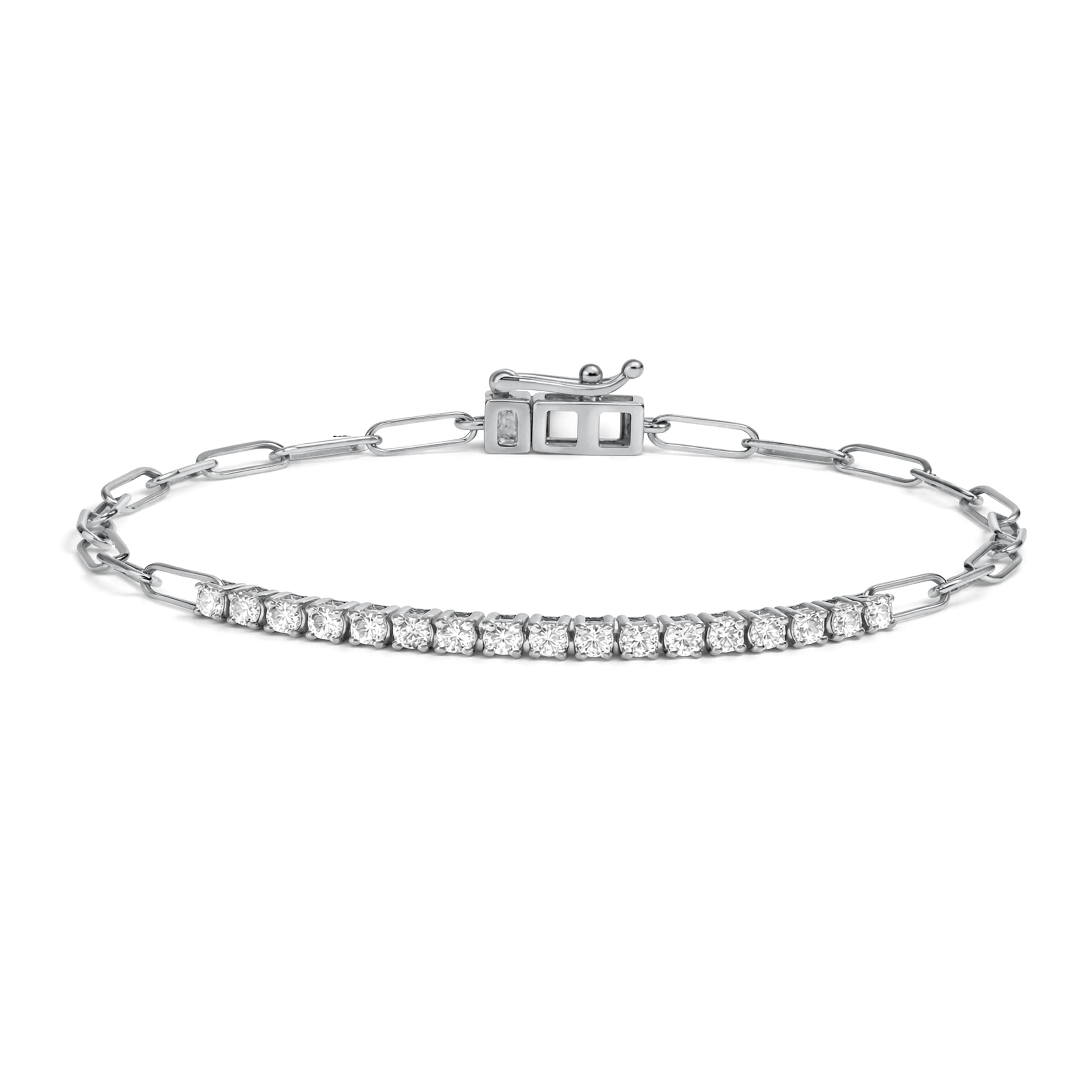 Auriya 14K Gold Round Cut Lab Grown Diamond Station Tennis Bracelet 1.00ct. tw. (F-G, VS) - White