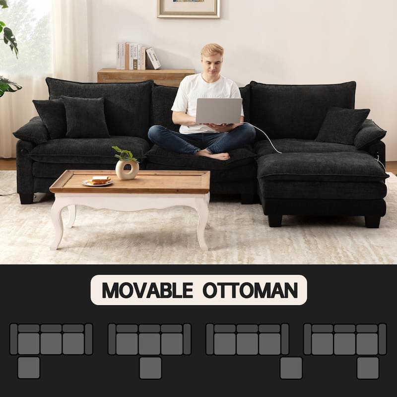 Living Room Furniture Sets, Modular Sectional Sofa Set with Ottoman for Living Room, Convertible Sofa Couch