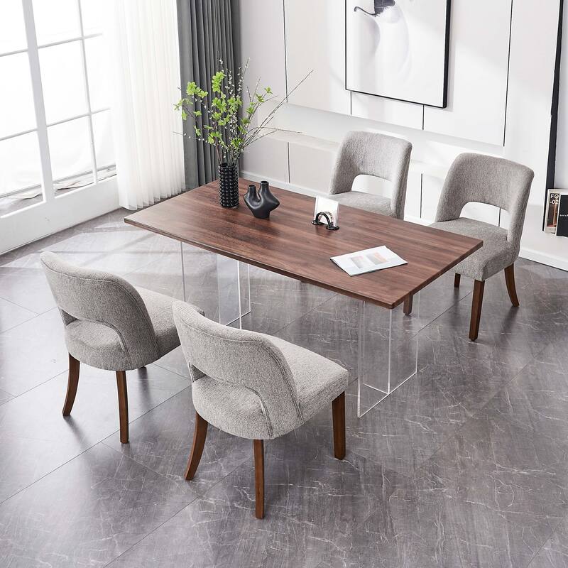 Wooden Dining Chairs Set of 2/4/6,Modern Fabric Upholstered Dining Room Chair Kitchen Chairs